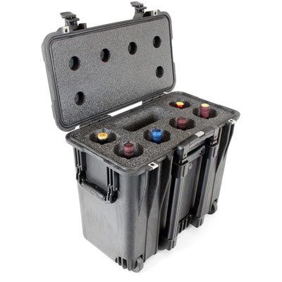 CP-WINE-6B Wine Carrier with Wheels, 6 Bottles, Black